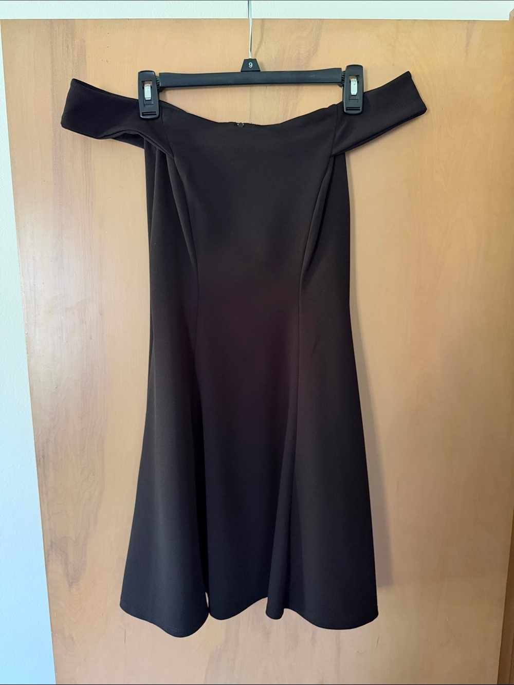 Off-Shoulder Black Fit-and-Flare Dress